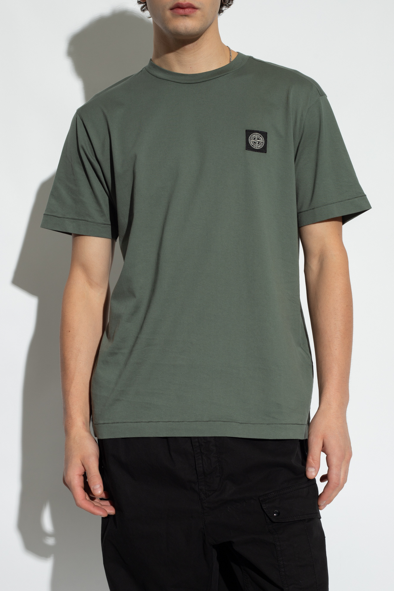 Stone Island T-shirt -tryck with logo patch