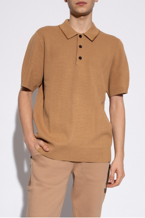 Burberry logo-patch ribbed polo top Blu