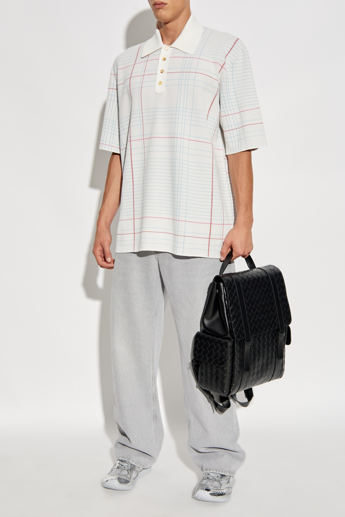 Bottega Veneta Get the classic LONGA polo look wearing ® Long Sleeve Plaid Button-Up Shirt