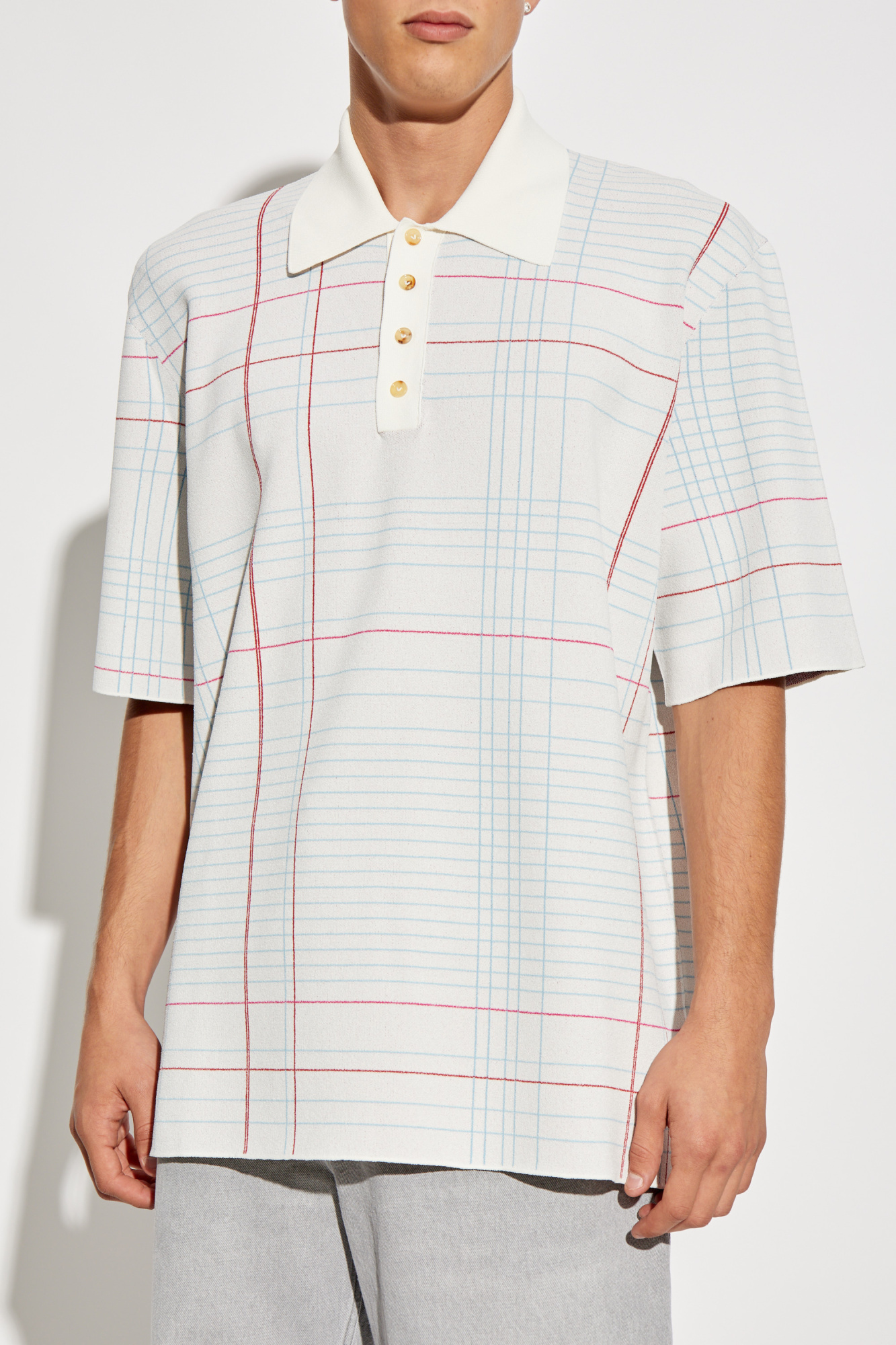 Bottega Veneta Get the classic LONGA polo look wearing ® Long Sleeve Plaid Button-Up Shirt