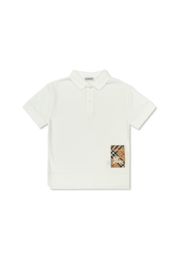 Cotton polo with logo patch, zdjęcie 1 Cotton polo with logo patch od Burberry Kids