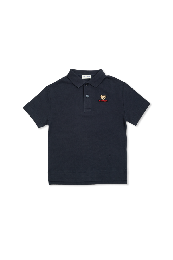 Polo with logo patch od Burberry Kids