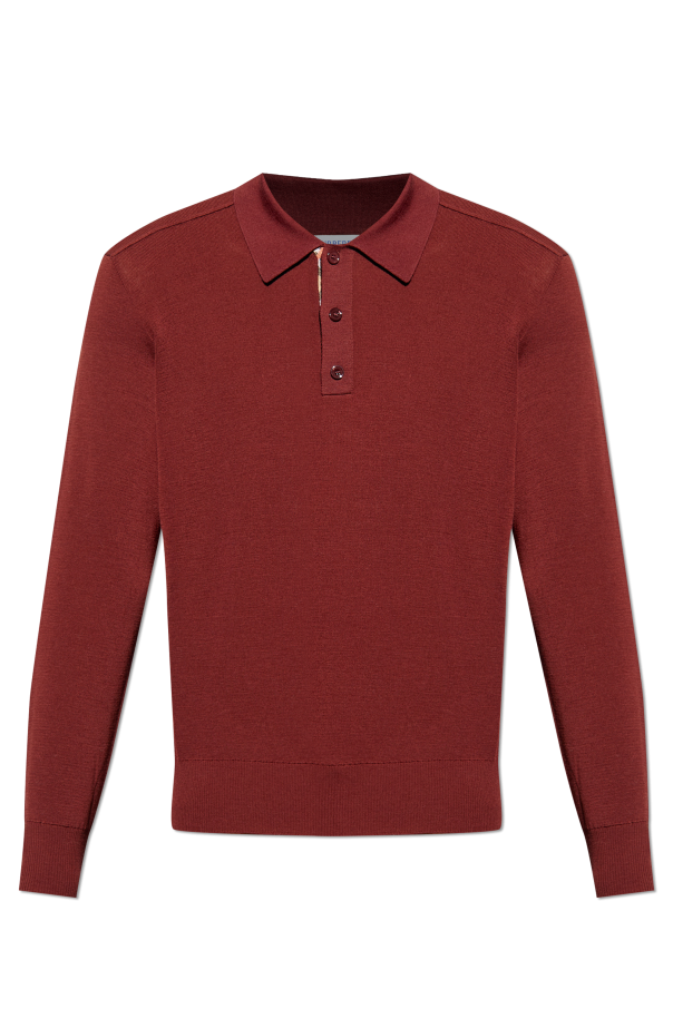 Wool polo shirt with long sleeves od Burberry