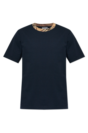 T-Shirt mit kariertem Besatz