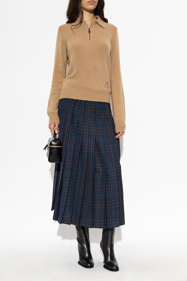 Burberry Kaschmir-Polo-Pullover mit langen Ärmeln