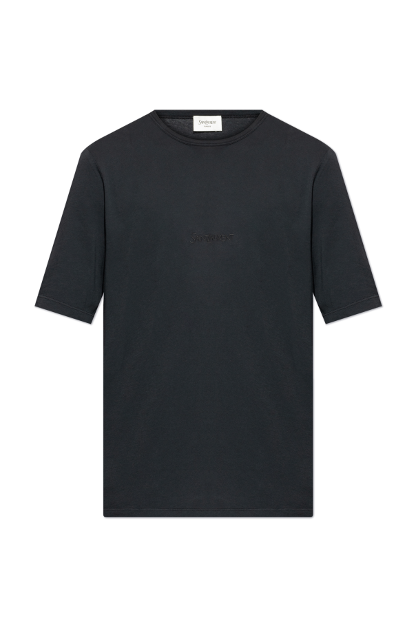 Cotton t-shirt with embroidered logo od Saint Laurent