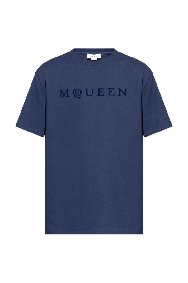 T-shirt with a velvet-finish logo od Alexander McQueen