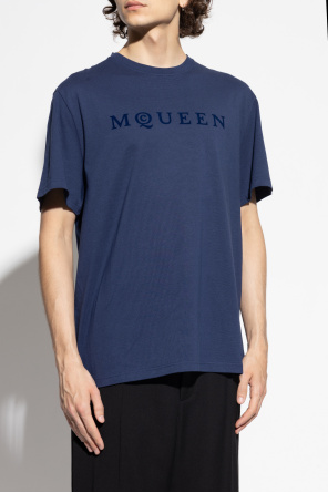 Alexander McQueen Camiseta con logo con acabado aterciopelado