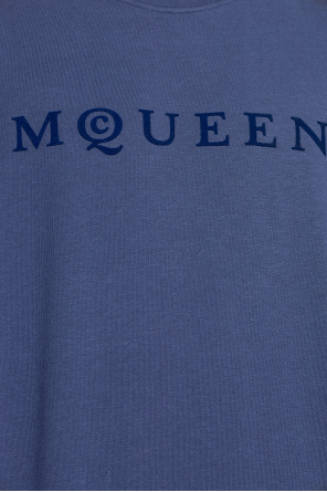 Alexander McQueen Camiseta con logo con acabado aterciopelado