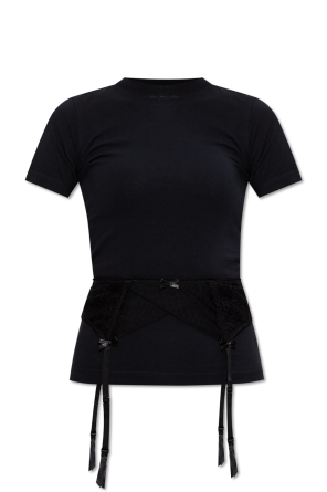 T-shirt z koronkową wstawką
