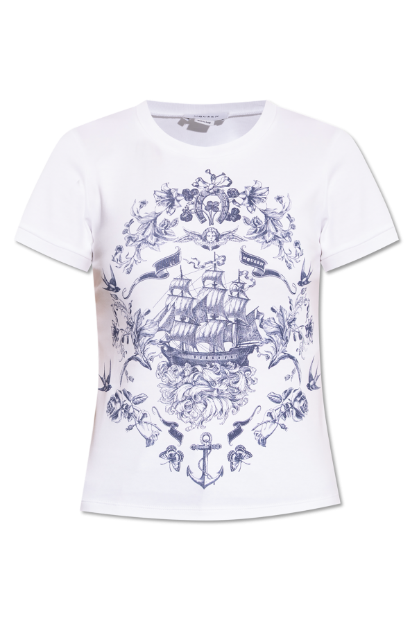 T-shirt with print od Alexander McQueen