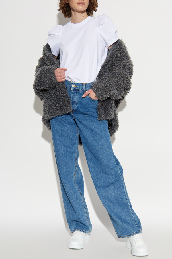 Alexander McQueen T-shirt z drapowaniem na rękawach