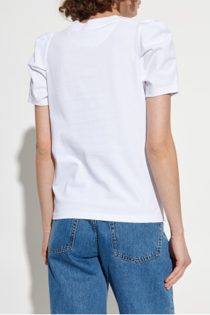 Alexander McQueen T-shirt z drapowaniem na rękawach