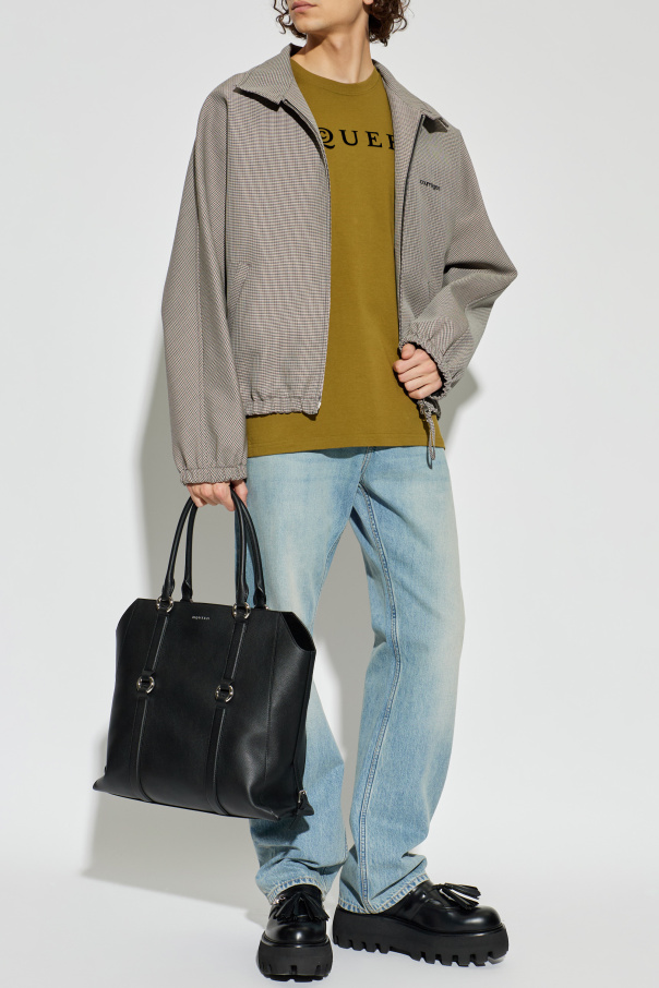 Alexander McQueen T-shirt with a logo and a velvety finish