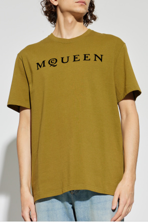 Alexander McQueen T-shirt with a logo and a velvety finish