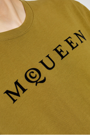 Alexander McQueen T-shirt with a logo and a velvety finish