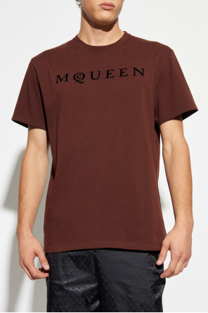 Alexander McQueen T-shirt with a logo and a velvety finish