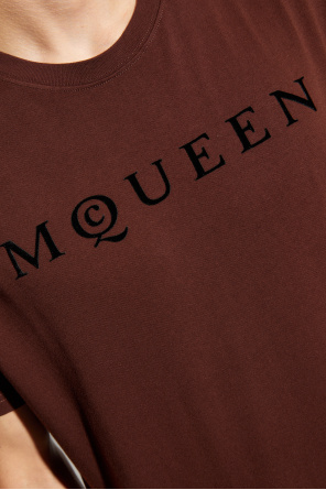 Alexander McQueen T-shirt with a logo and a velvety finish