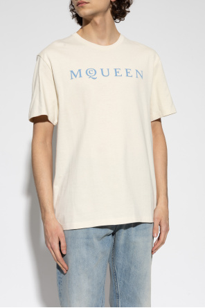 Alexander McQueen Camiseta con logotipo y acabado aterciopelado