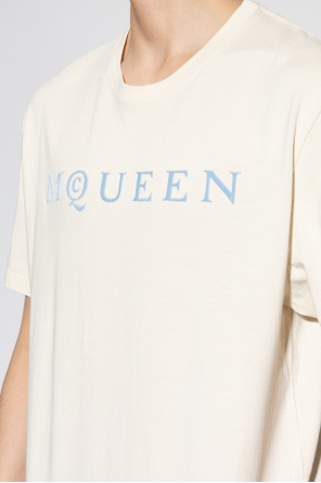 Alexander McQueen Camiseta con logotipo y acabado aterciopelado