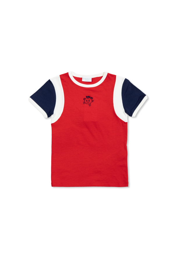 T-shirt with embroidered logo od Gucci Kids