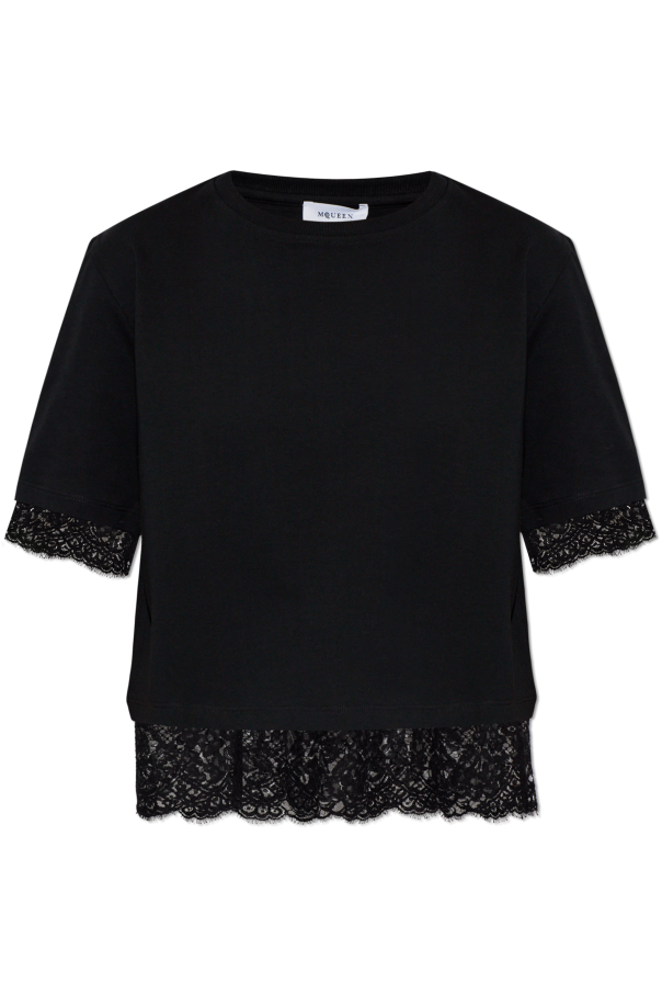 T-shirt with lace trim od Alexander McQueen