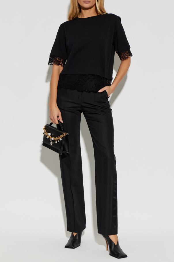 Alexander McQueen T-shirt with lace trim