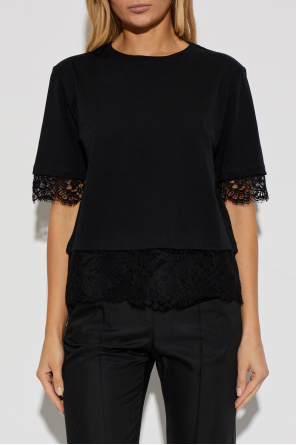 Alexander McQueen T-shirt with lace trim