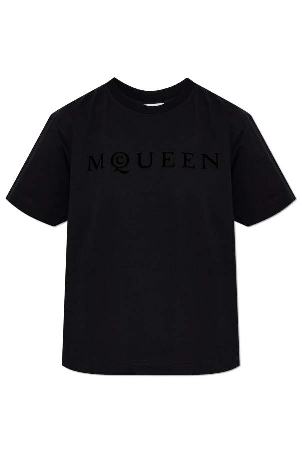 T-shirt with a logo and a velvety finish od Alexander McQueen