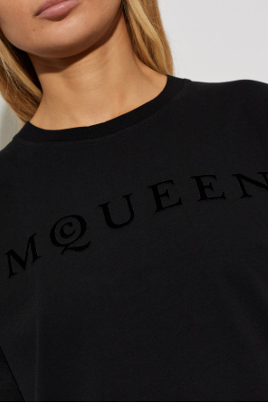 Alexander McQueen T-shirt with a logo and a velvety finish