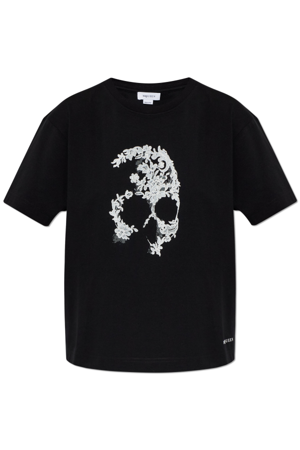 T-shirt with a distinctive skull motif od Alexander McQueen