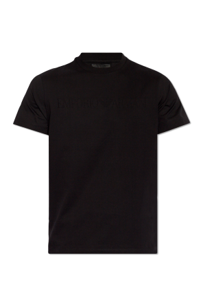 Emporio Armani Chemise ajustée en jersey avec col à logo contrastant Noir