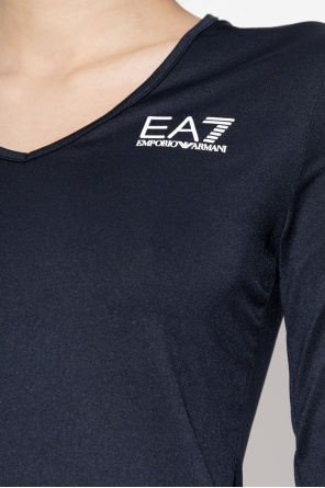 EA7 Emporio Armani Camiseta de manga larga blanca con logo grande de Emporio Armani