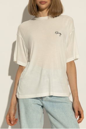 Anine Bing Prążkowany t-shirt z logo