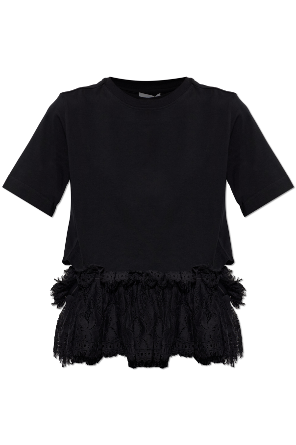 T-shirt with lace trim od Alexander McQueen