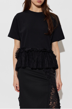 Alexander McQueen T-shirt with lace trim