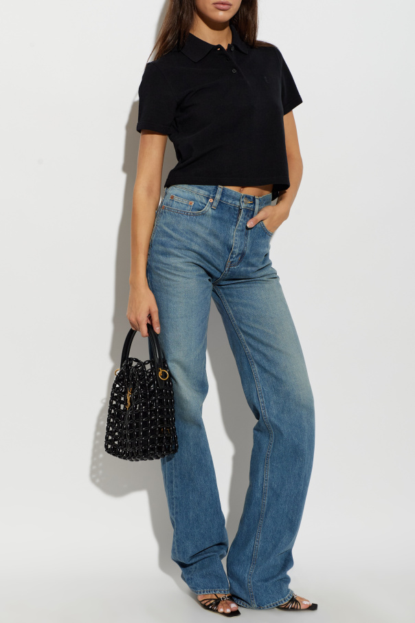 Saint Laurent Pólo com logótipo bordado
