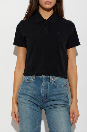 Saint Laurent Pólo com logótipo bordado