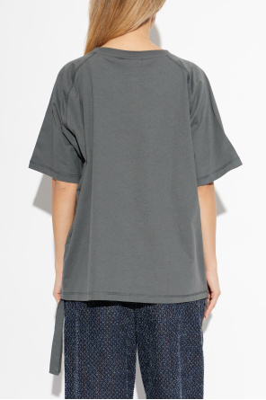 Ganni T-shirt with ruched sides and drawstrings