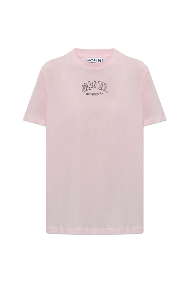 T-shirt with printed logo od Ganni