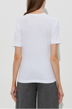 Ganni Prążkowany t-shirt z logo