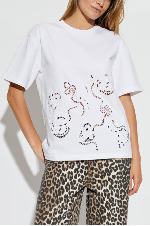 Ganni T-shirt z ażurowym wzorem
