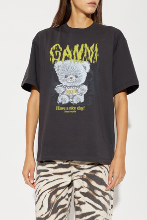 Ganni T-shirt z kolorowym nadrukiem