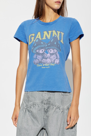 Ganni T-shirt z kolorowym nadrukiem