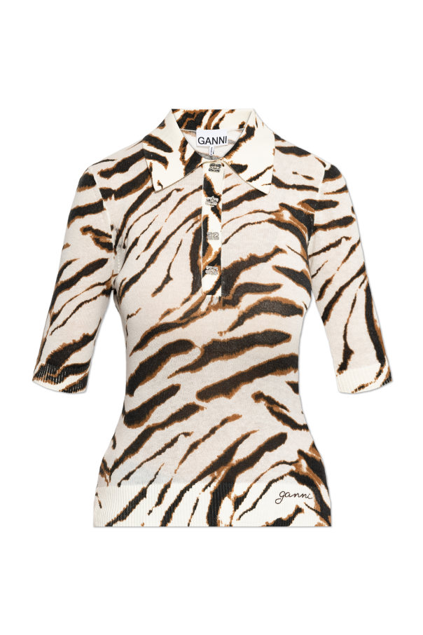 Polo with animal motif od Ganni