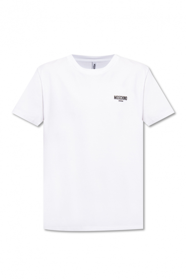 Moschino V-Neck Short Sleeve T-Shirt with Linen