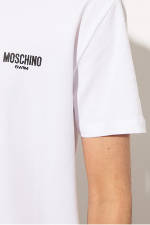 Moschino V-Neck Short Sleeve T-Shirt with Linen
