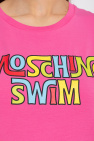 Moschino T-shirt O-Bold Ellipse azul-escuro e logótipo laranja