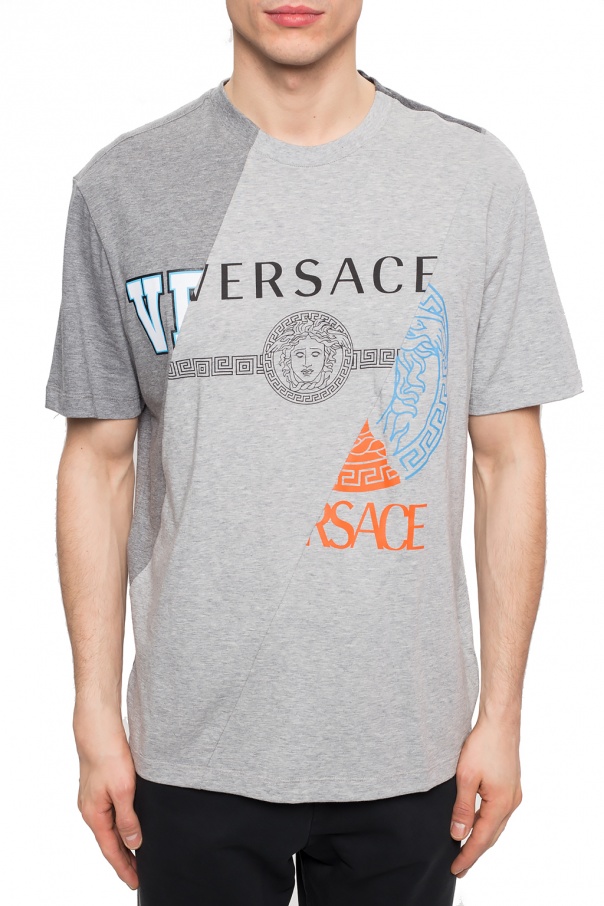Grey T-shirt with logo Versace - Vitkac GB