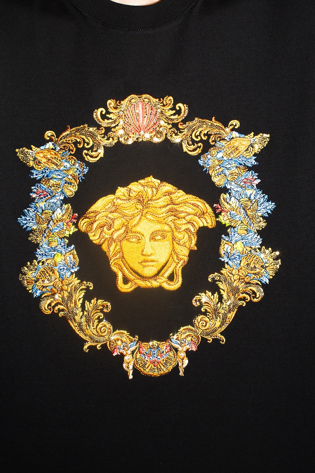 Versace Gold Medusa Head Print Fabric T-Shirt M Versace